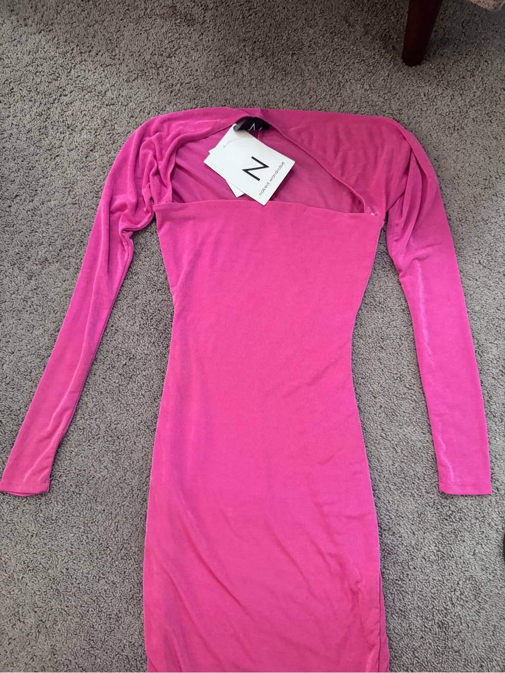 naked wardrobe Hot Pink Long-Sleeve Bodycon Dress